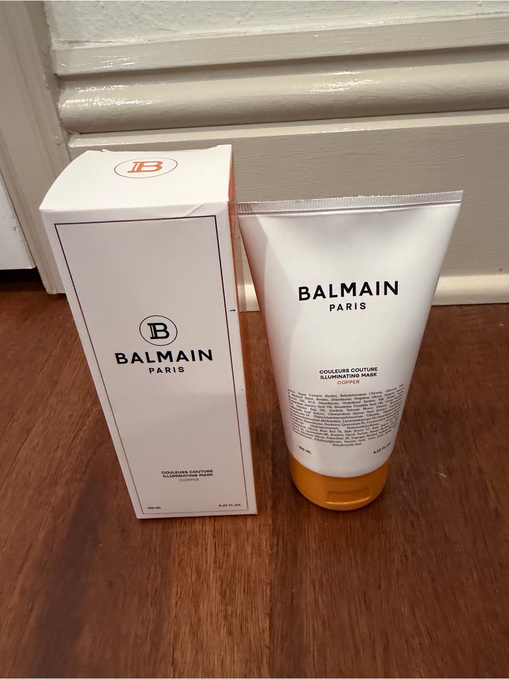 Balmain Paris Hair Mask Tube and Box - White & Gold